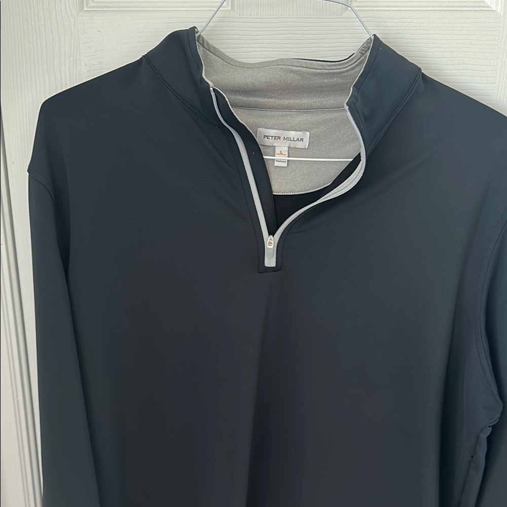 Peter Millar Charcoal Quarter-Zip Top